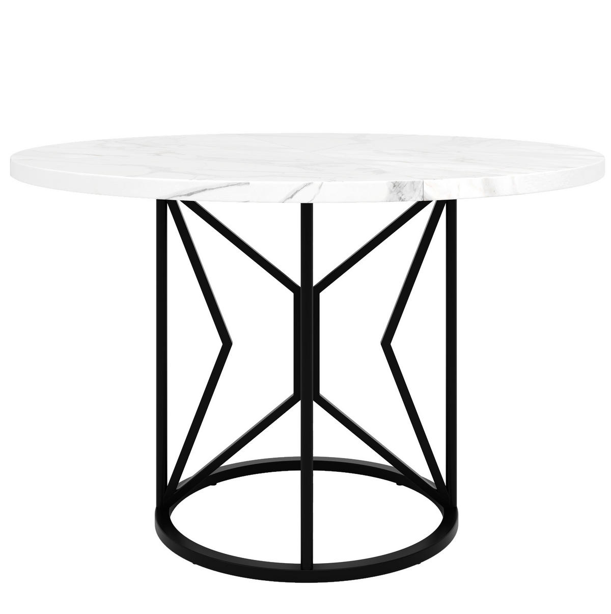 ESSTISCH, MDF in Marmoroptik mit Metallgestell, 100/100/76 cm, Schwarz - Schwarz, Holzwerkstoff (100/100/76cm) - Redom