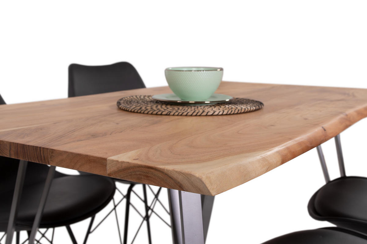 ESSTISCH CELIA - Beige/Silberfarben, Holz/Metall (80/140/77cm) - SAM