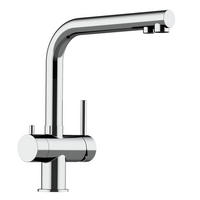3-WEGE-KÜCHENARMATUR, Edelstahl Massiv aus Chirurgenstahl, Hochglanz, 360° schwenkbar / Kurze Variante - Edelstahlfarben, Metall (22.5/28/22.5cm) - VIZIO