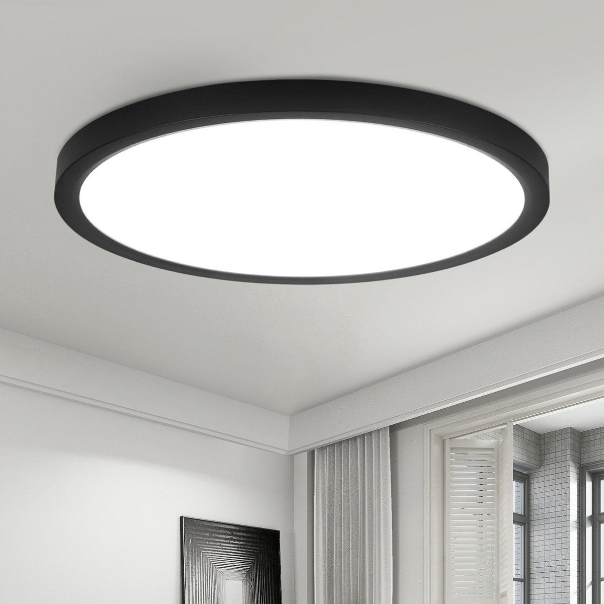 LED-DECKENLEUCHTE Warren 4000K-Neutralweiß 18/18/3 cm - Schwarz, Kunststoff (18/18/3cm) - Nettlife