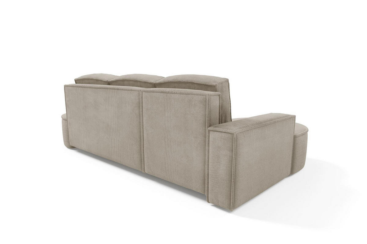 ECKSOFA Flow Kalt Beige, mit Schlaffunktion und Kissen in Curio Stoff, linke seite - Beige, Holzwerkstoff/Textil (277/157cm) - Bettso