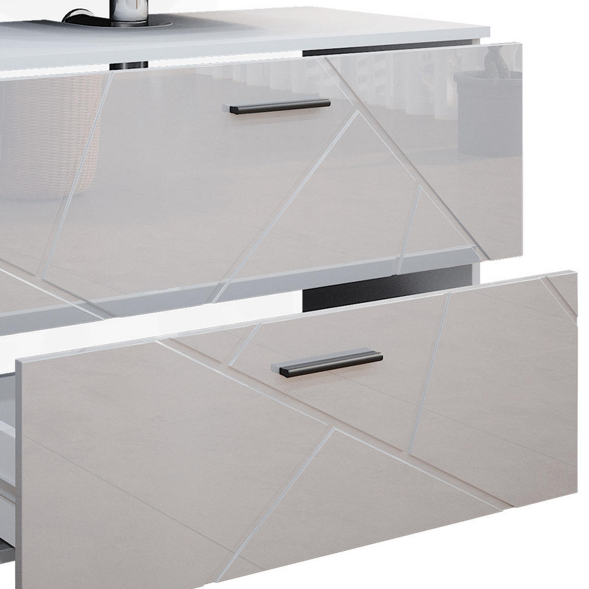 SADA NÁBYTKU DO KOUPELNY Irma Bílá vysoký lesk - bílá/vysoce lesklá bílá, kompozitní dřevo (80/58/41cm) - Vicco