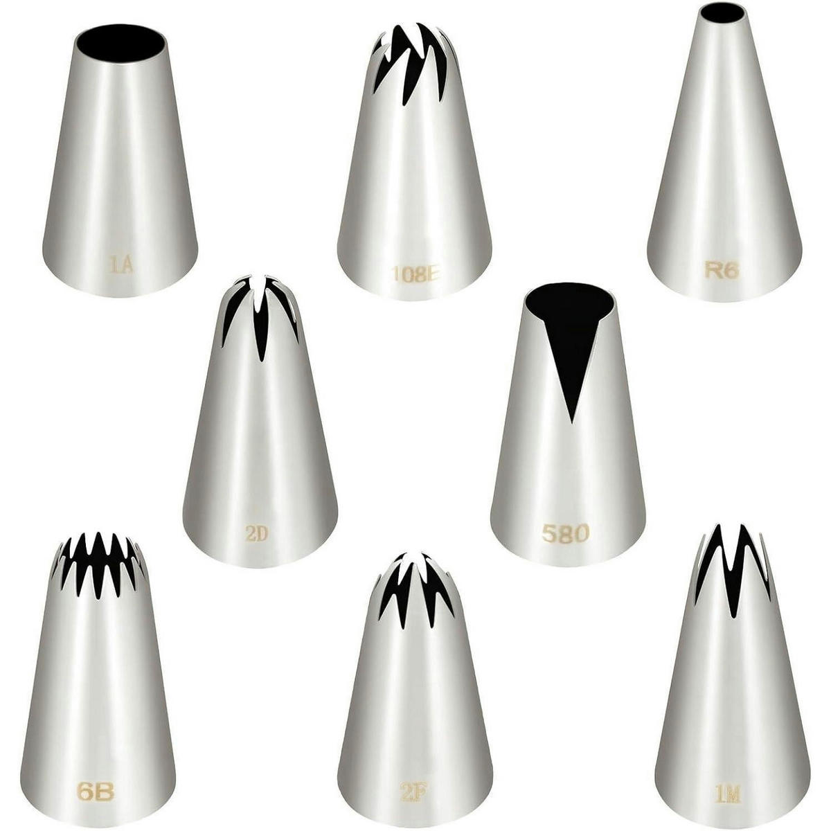 SPRITZTÜLLEN 8-teiliges Set Edelstahl - Silberfarben, Metall (2.5/2.5/4.3cm)