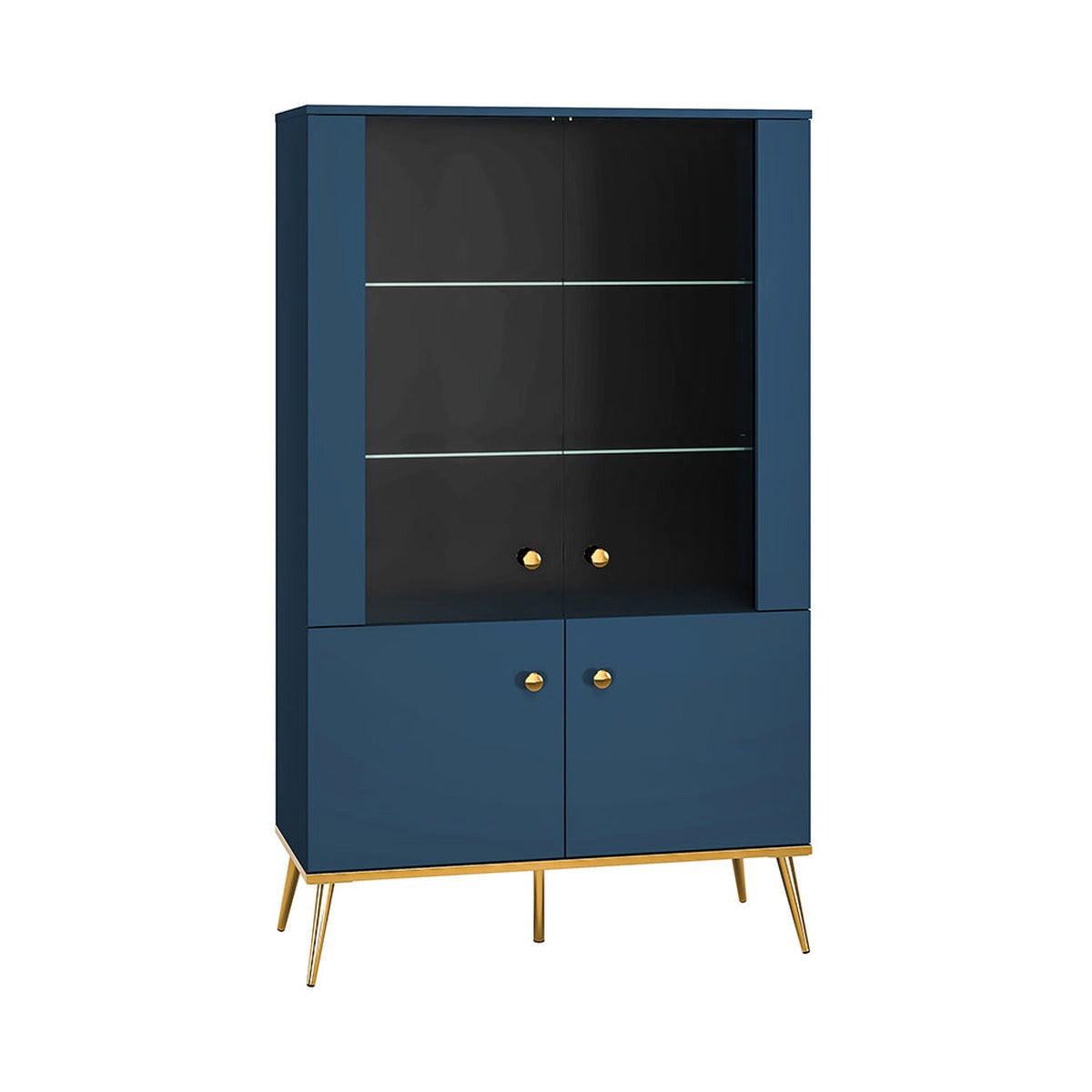 VITRINE – 92 cm – Marine – Blau - Blau, Holzwerkstoff (92/152/42cm) - hi-markt