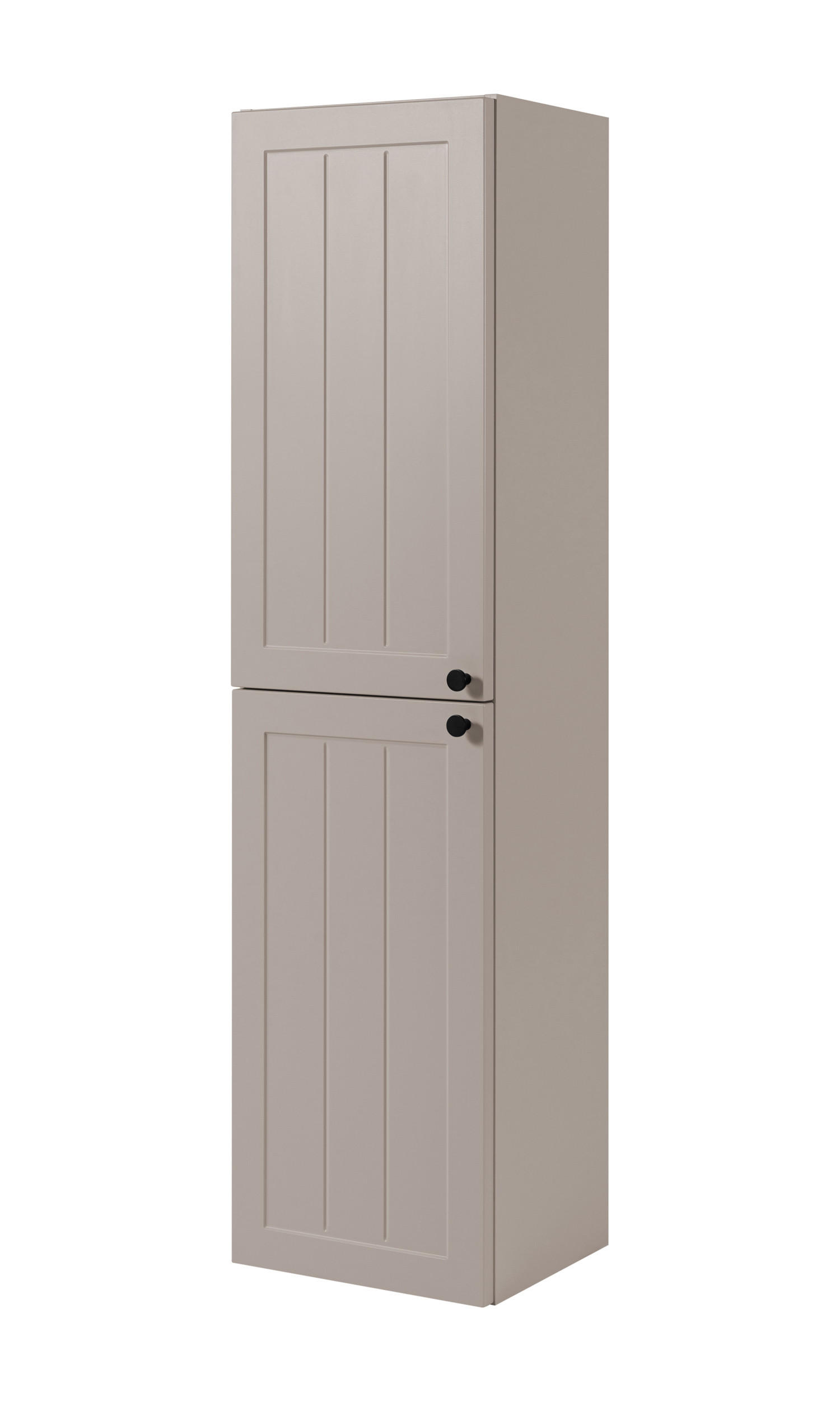 BADEZIMMERSCHRANK, Kaschmir, 35 x 136 x 27 cm, schwarzer Griff - Beige/Schwarz, Holzwerkstoff/Metall (35/136/27cm) - 3XE LIVING