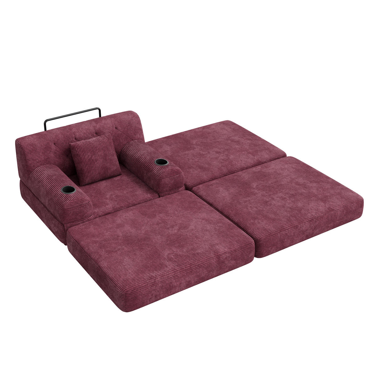 SCHLAFSESSEL mit Hocker und Liegefunktion, DE-42556, Weinrot - Weinrot, Textil (107/81/162cm) - ComfortXL