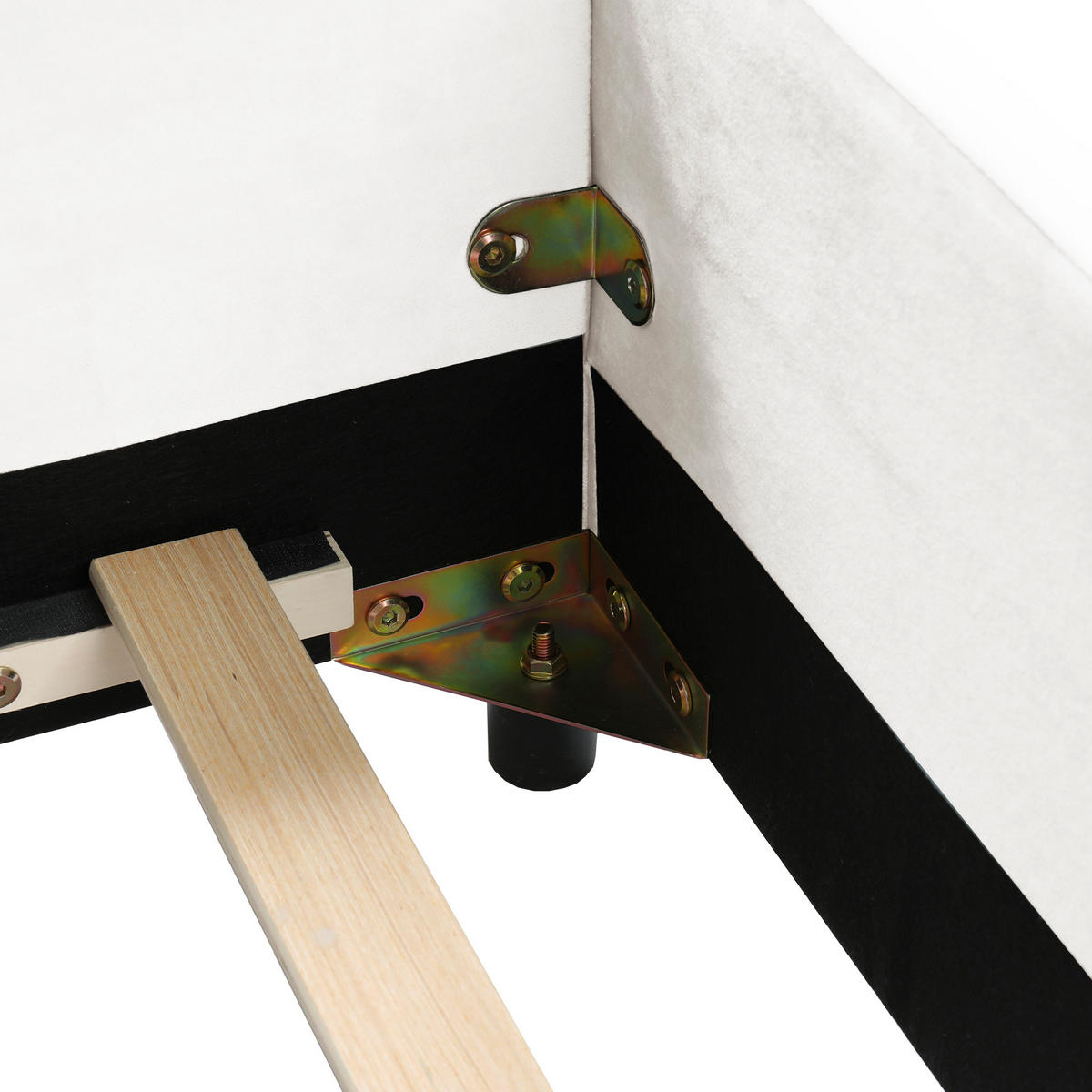 POLSTERBETT 90/200 cm in Weiß mit Schreibtisch, Hocker und Ablageboden Samt - Weiß, Holzwerkstoff/Textil (90/200cm) - STILVORA