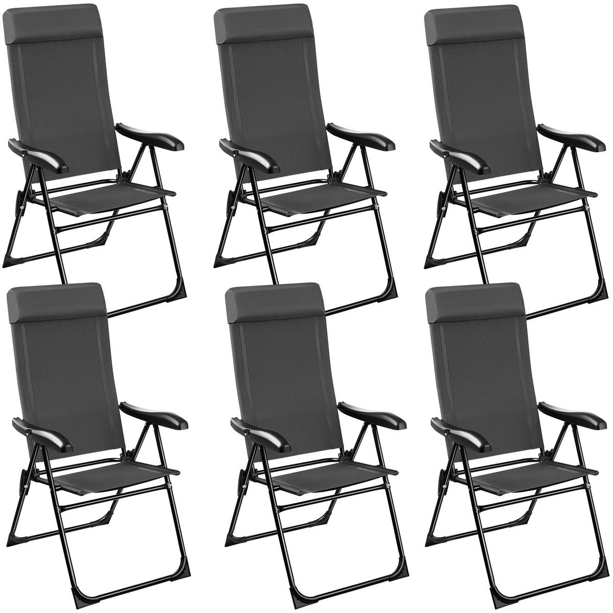 CAMPINGSTUHL Müritz,Belastbarkeit 120 kg, 57 x 65 x 112 cm,anthrazit - Anthrazit, Kunststoff (57/112/65cm) - tectake