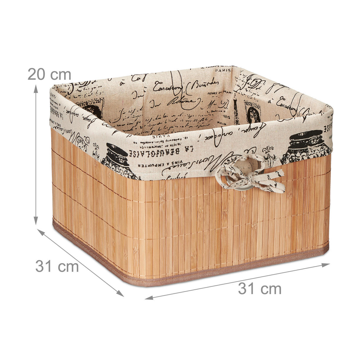 AUFBEWAHRUNGSKORB - Multicolor, Holz/Textil (31/20/31cm) - Relaxdays