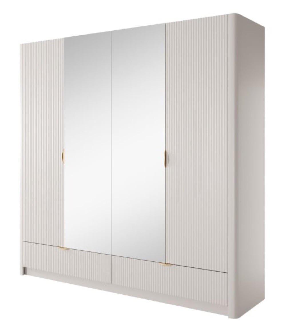 SCHRANK Beige Lena Mit Spiegel - Beige, Holzwerkstoff (213/208/54cm) - Sepro Meble