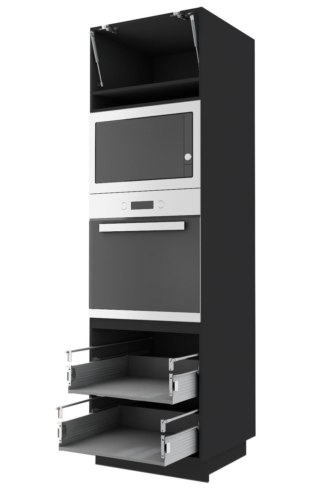 BACKOFEN-HOCHSCHRANK Kvantum D14/RU/2M/284 Mint Matt / Schwarz Matt 60 / 59 / 207cm - Schwarz/Mintgrün, Holz/Holzwerkstoff (60/207/59cm) - Feldmann-Wohnen