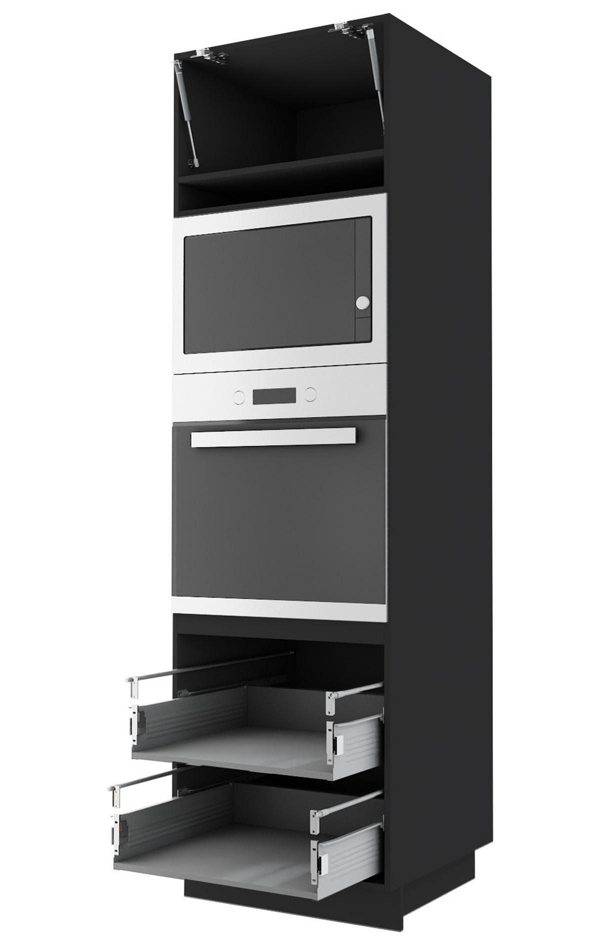 BACKOFEN-HOCHSCHRANK Kvantum D14/RU/2M/284 Weiß Matt / Schwarz Matt 60 / 59 / 207cm - Schwarz/Weiß, Holz/Holzwerkstoff (60/207/59cm) - Feldmann-Wohnen