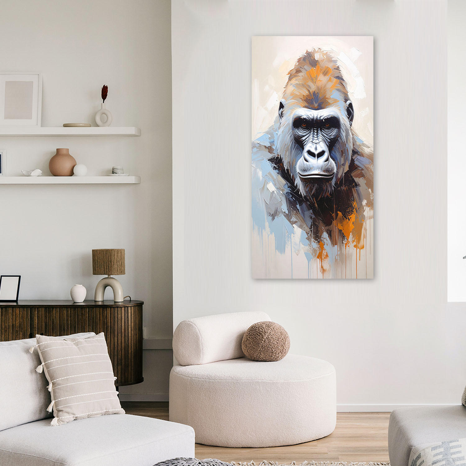 LEINWANDBILD Gorilla-Porträt-Tiere 40x80cm - Grau, Textil (40/80cm) - Feeby