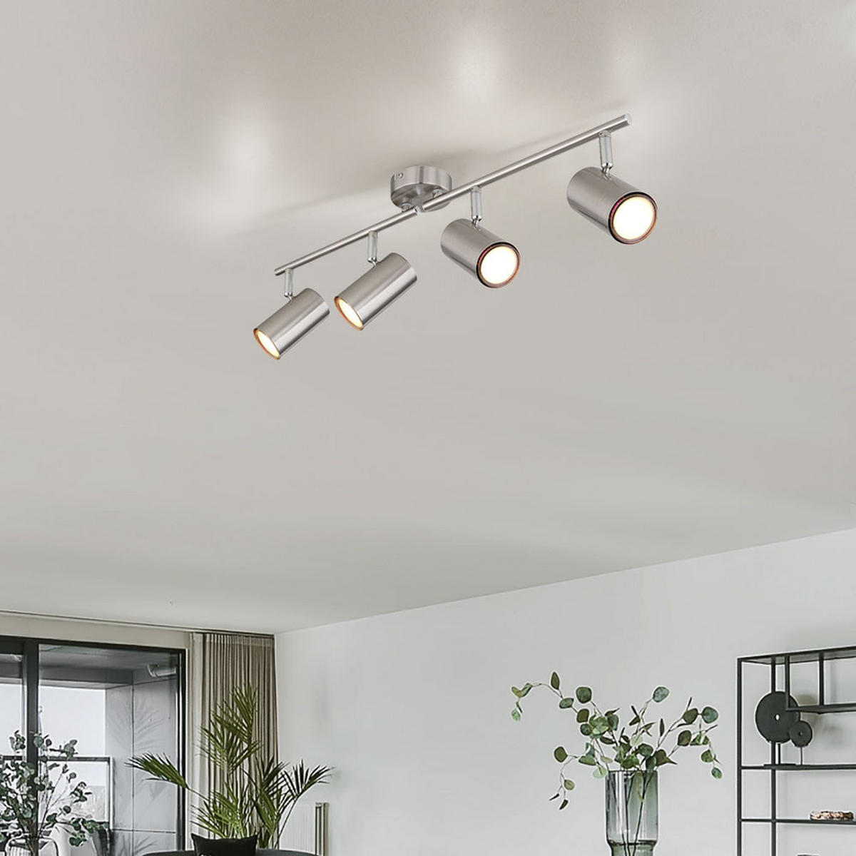 LED DECKENLEUCHTE Allvi Silber matt - Silberfarben, Metall (60/8/14.5cm) - Globo Lighting