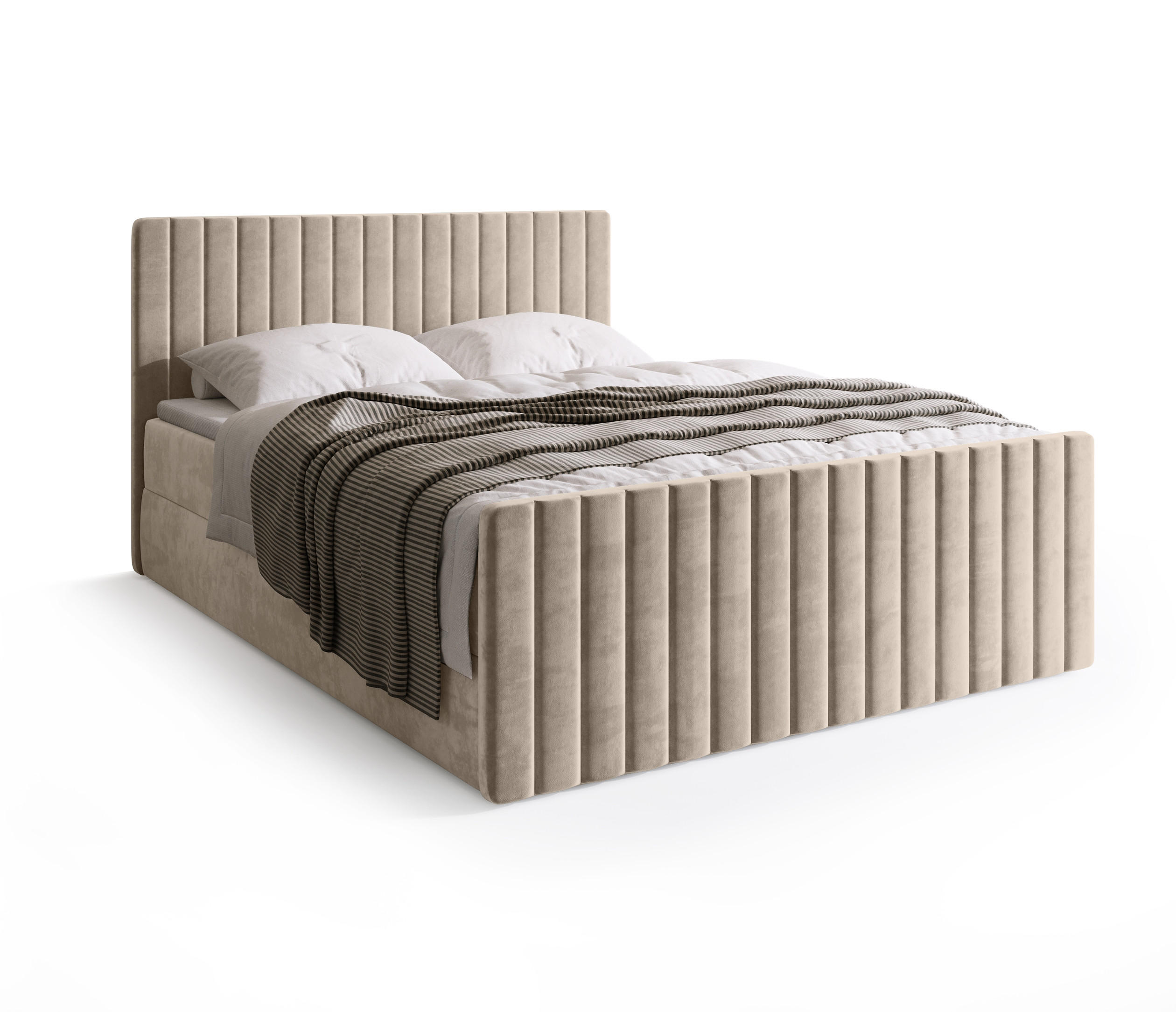 BOXSPRINGBETT Dream Duo mit Topper 160/200 Beige - Ecru, Kunststoff (160/200cm) - Bromarkt