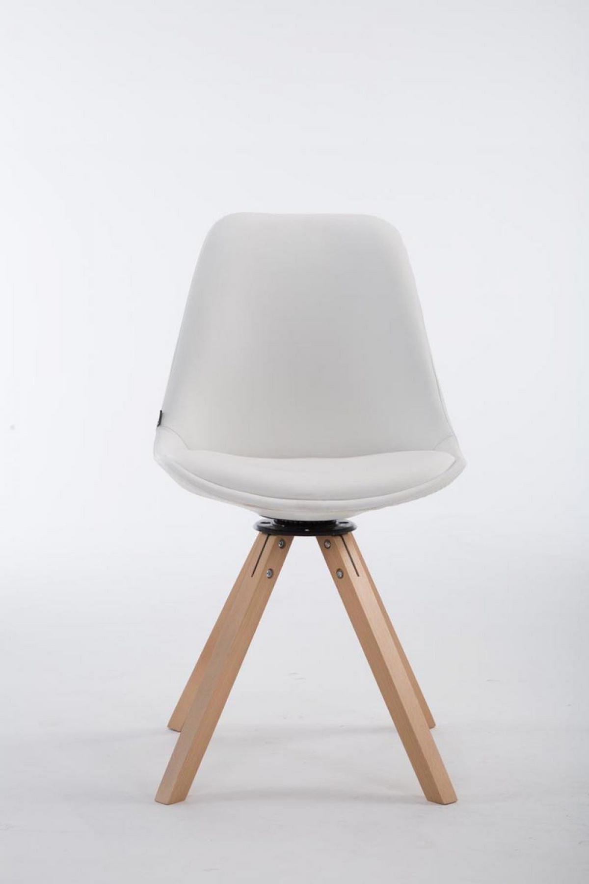 STUHL Lederlook Weiß - Eukalyptusholzfarben/Weiß, Holz/Textil (48/84/56cm) - CLP