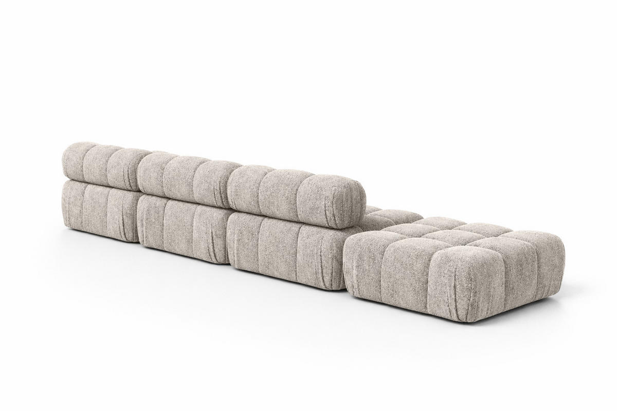 ECKSOFA L-Form XL, Stoff Bouclé Abriamo, Beige, Rechts, Selia L XL - Beige, Holz (380/160cm) - Kaiser Möbel
