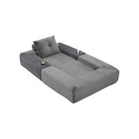 SCHLAFSOFA mit Schlafunktion, Getränkehalter und Federkern aus Cord - Dunkelgrau, Textil (122/80/98cm) - EVRYAE