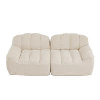 ECKSOFA 210/104/79 cm beige-weiß aus granuliertem Fleece mit ergonomischer Form, ohne Montage - Beige, Textil (104/210cm) - OKWISH