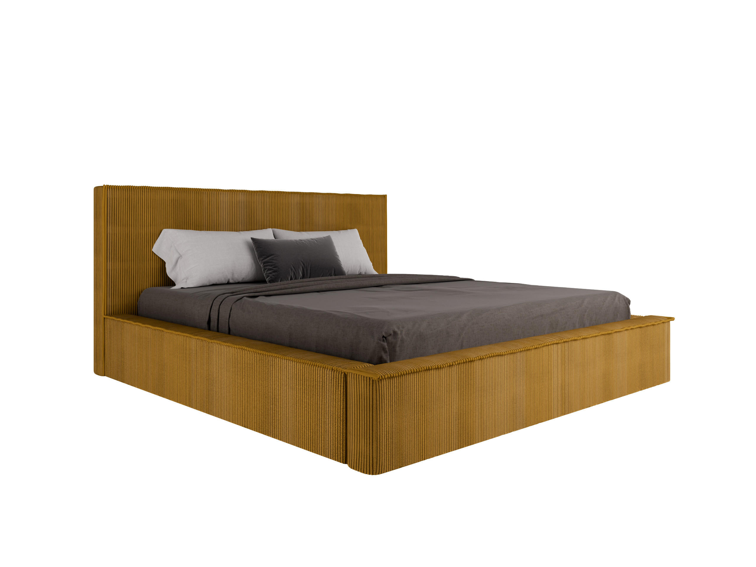 POLSTERBETT SANA180x200cm Elegantes Polsterbett für modernen Wohnstil , Federkernmatratze ELDAR (18cm), Currygelb - Currygelb, Holz (180/200cm) - Panda Möbel