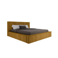 POLSTERBETT SANA180x200cm Elegantes Polsterbett für modernen Wohnstil , Federkernmatratze ELDAR (18cm), Currygelb - Currygelb, Holz (180/200cm) - Panda Möbel