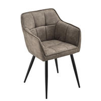 ARMLEHNSTUHL Birmingham - Taupe/Schwarz, Textil/Metall (60/82/59cm) - [en.casa]