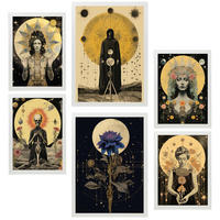 POSTER Set Mit 6 Mystischen & Esoterischen SternenA3 & A4 Weißer Rahmen - Weiß, Papier (29/3cm) - Nacnic