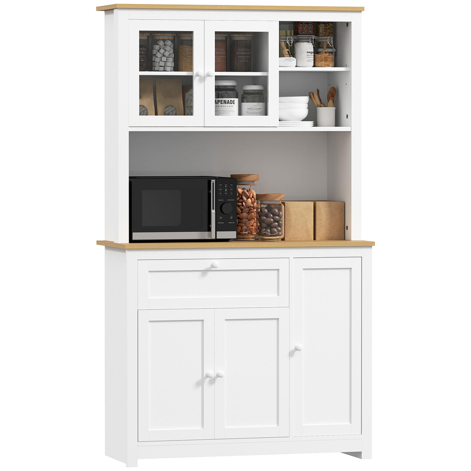BUFFET DE-08676 Natur+Weiß - Weiß, Holzwerkstoff (40/180/100cm) - ComfortXL