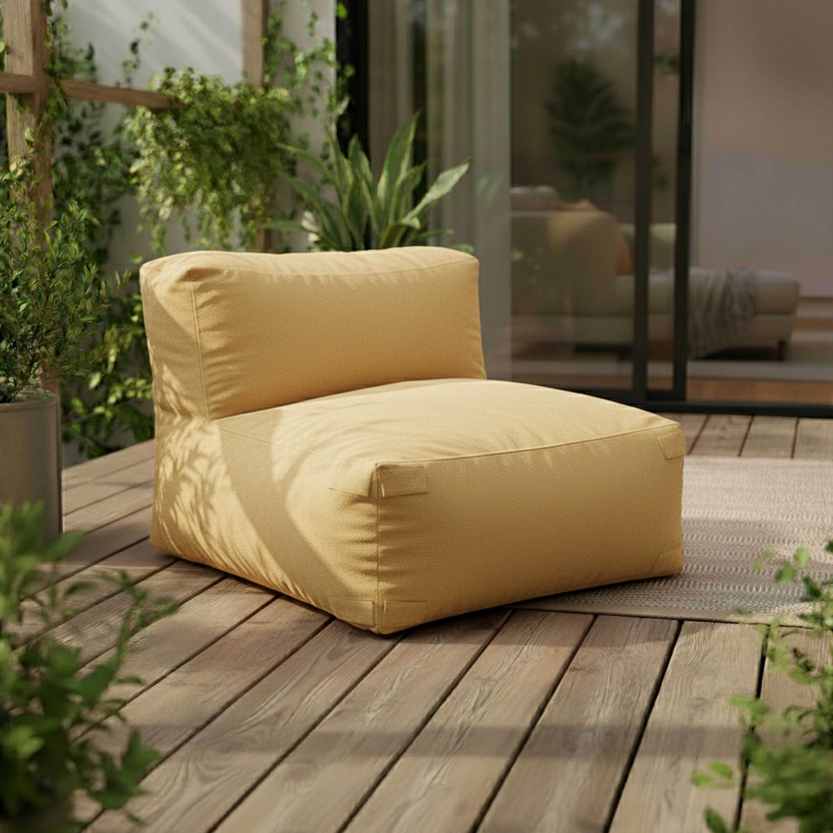 GARTENSOFA mit 5 Sitzplätzen, Hellgelb - Gelb, Textil (85/65/160cm) - Oviala