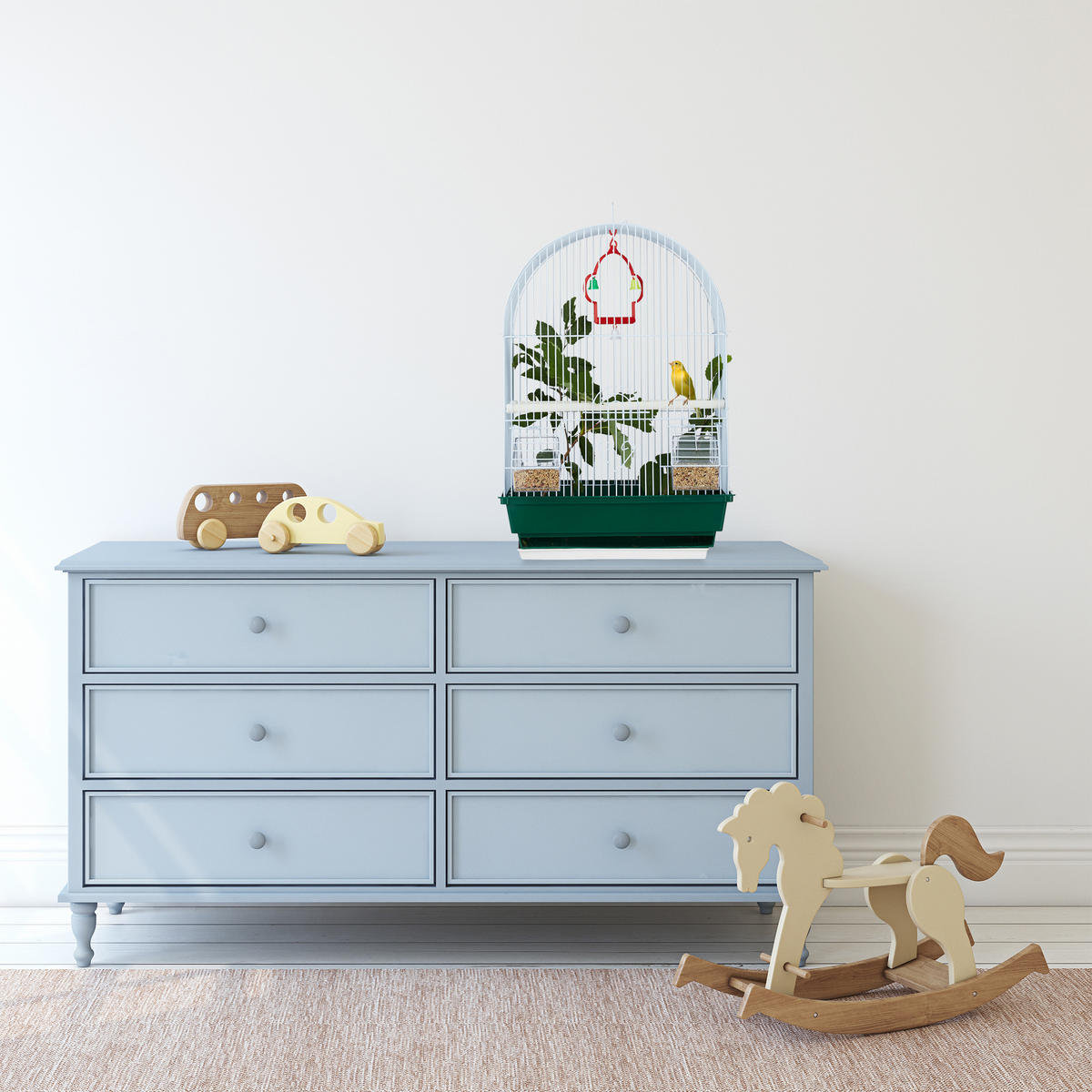 VOGELKÄFIG - Weiß, Kunststoff/Metall (34.5/49.5/28cm) - Relaxdays