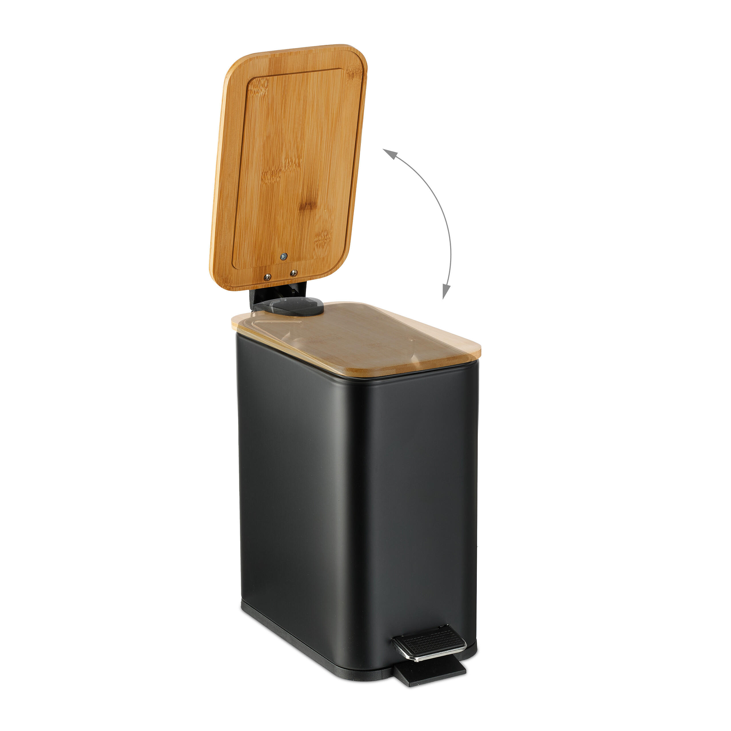 MÜLLEIMER - Schwarz, Holz/Kunststoff (14.5/28.5/27cm) - Relaxdays