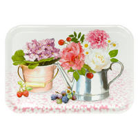 TABLETT Pfingstrose, rechteckige Melamin Serviertablett 38x26 cm - Rosa, Kunststoff (26/2/38cm) - Lashuma