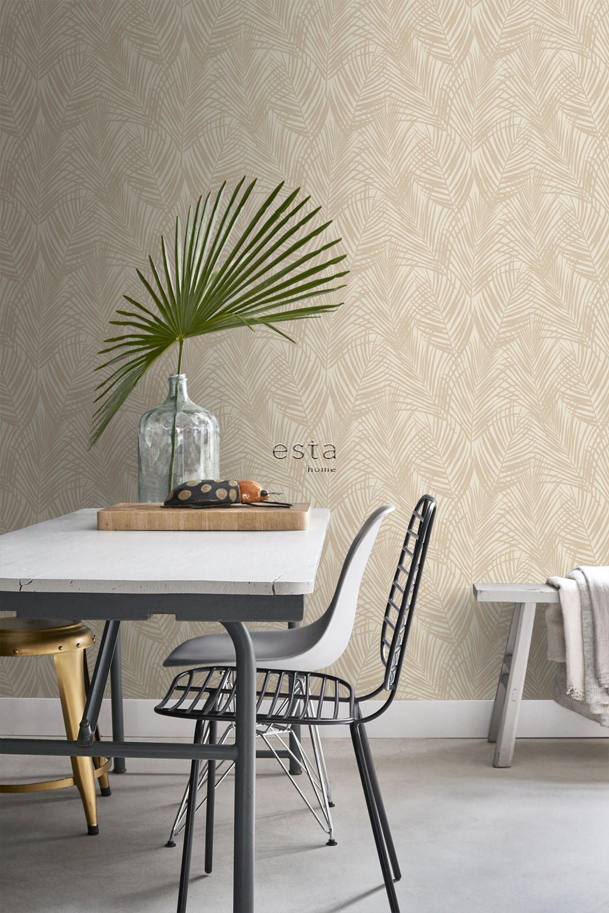 TAPETE Palmblätter 53 cm x 10.05 m - Beige, Papier (53/1000cm) - ESTAhome