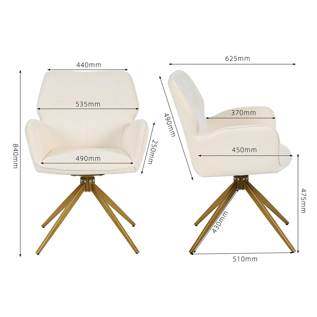 STUHL mit Samtbezug stabil Weiß 45x53.5x84 cm Metall 2er-Set - Weiß, Metall (45/84/53.5cm) - SONNENH