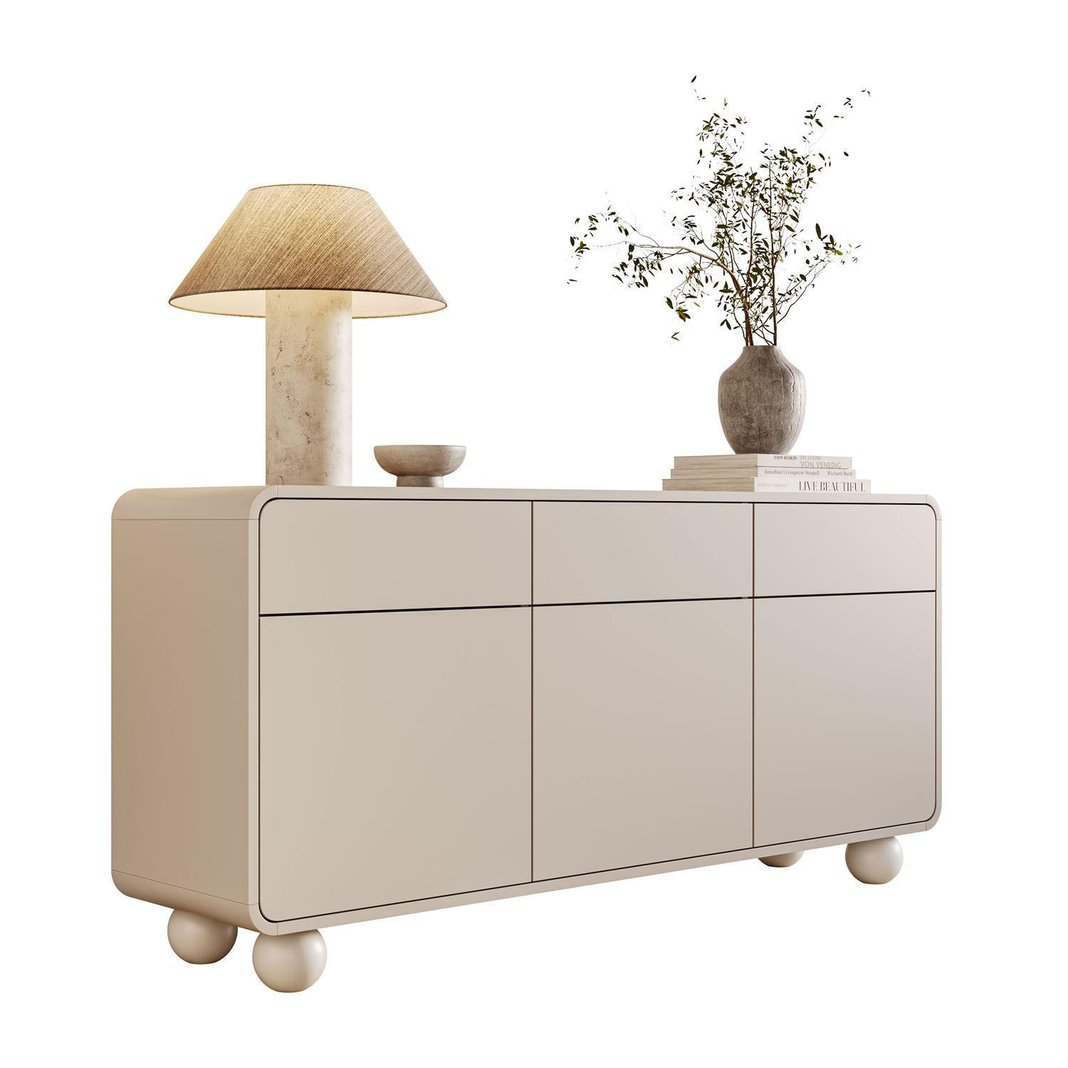 KOMMODE OLIVIO KSZ160 dreiteilig mit Schubladen - Kaschmir, Holzwerkstoff (160/75/39cm) - Lookway