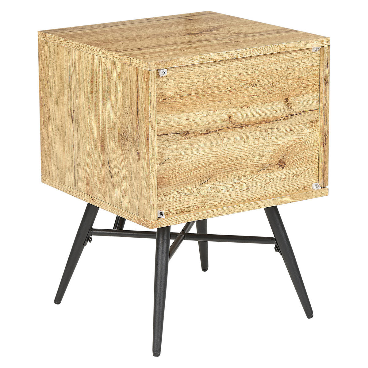 NACHTTISCH heller Holzfarbton/schwarz 40/40 cm Lubock - Hellbraun/Schwarz, Holzwerkstoff (40/55/40cm) - Beliani