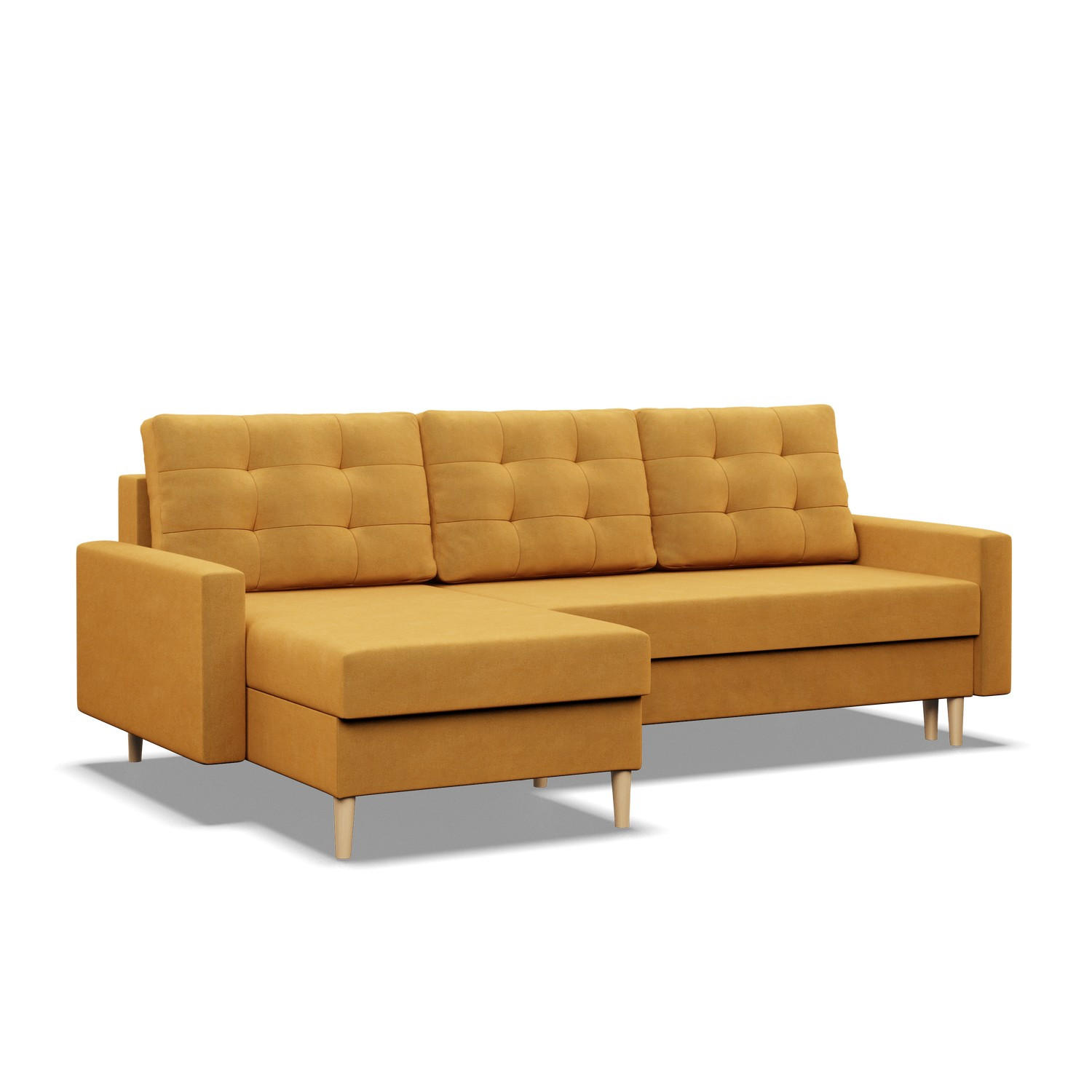 ECKSOFA MIT SCHLAFFUNKTION BLANK, Gelb - Gelb, Textil (223/140cm) - Mebligo