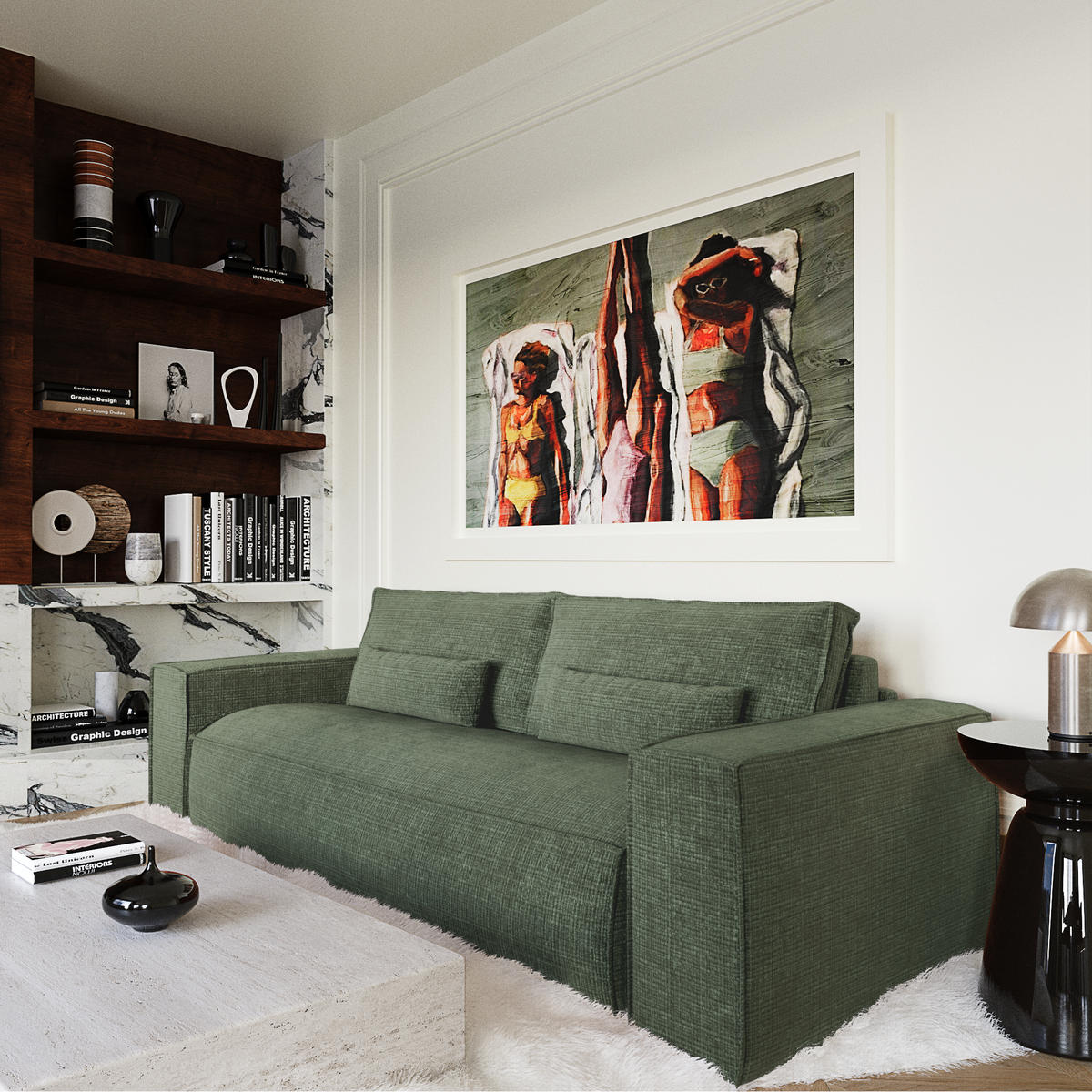 SCHLAFSOFA Express JUNE Geprägter Samt Smaragdgrün 236cm - Smaragdgrün/Grün, Textil (236/80/100cm) - Premium Interiors