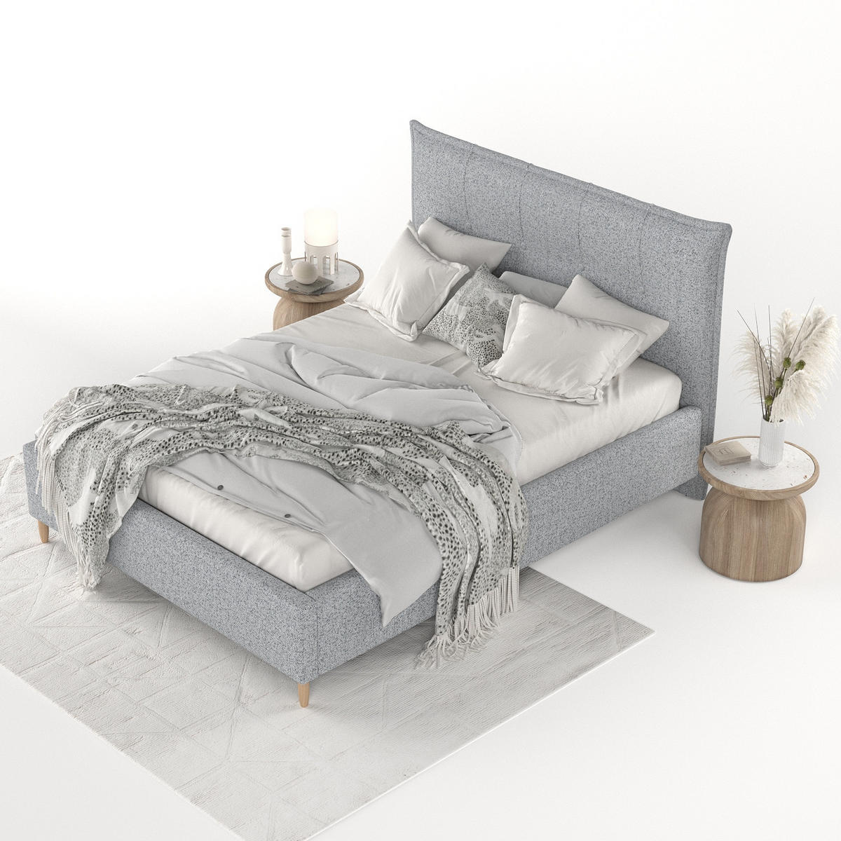 POLSTERBETT Plaza 140/200 cm Grau im Riva Stoff - Naturfarben/Grau, Holz/Holzwerkstoff (140/200cm) - AltaBeds