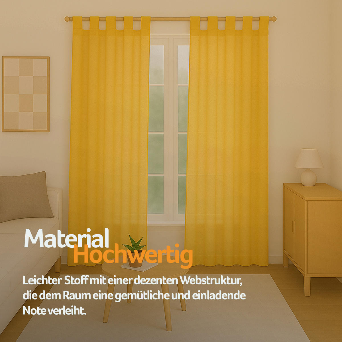 SCHLAUFENSCHAL blickdicht 140x245 cm Gelb 2er-Pack - Hellgelb, Textil (140/245cm)
