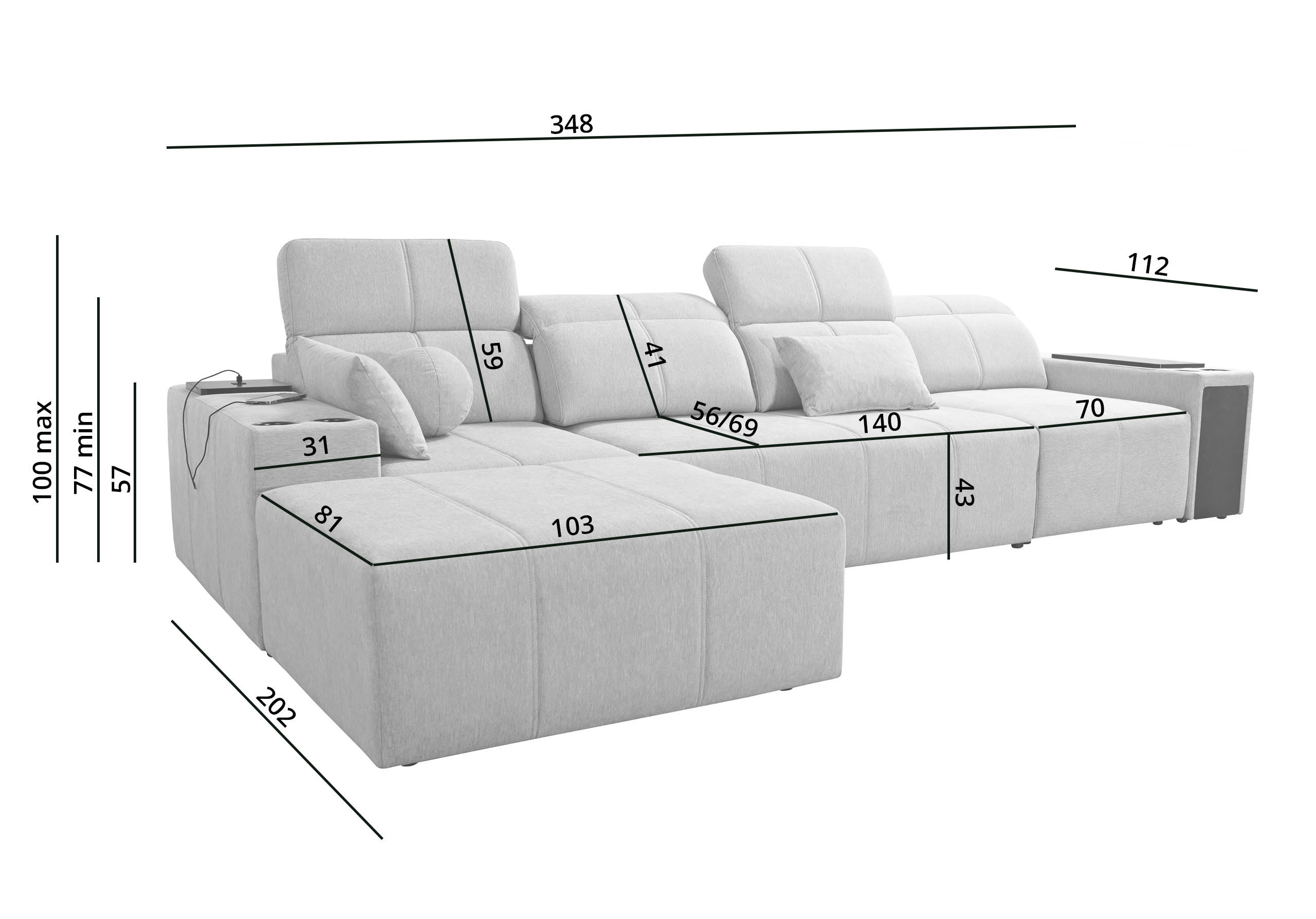 ECKSOFA mit Schlaffunktion und Mindy XII Stoff Verita Braun Rechts - Braun, Holz (348/202cm) - Kaiser Möbel