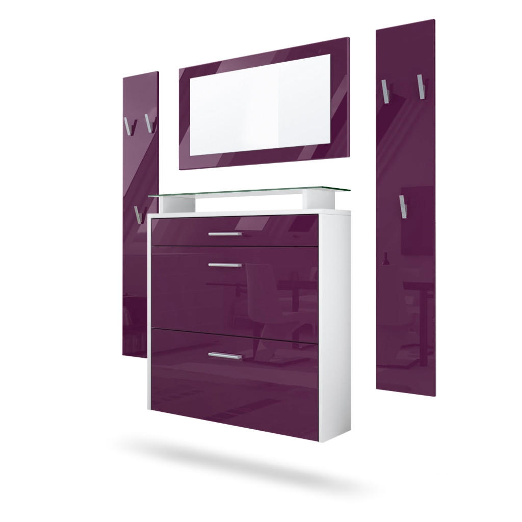 GARDEROBE Malea Front in Brombeer Hochglanz - Brombeere, Holzwerkstoff (180/180/23cm) - Vladon