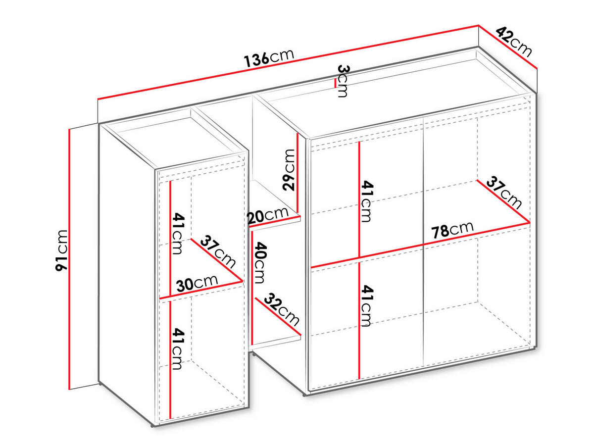 KOMMODE Sigma 3D SG06 - Kaschmir/Trüffeleichefarben, Holzwerkstoff (136/91/42cm) - MIRJAN24