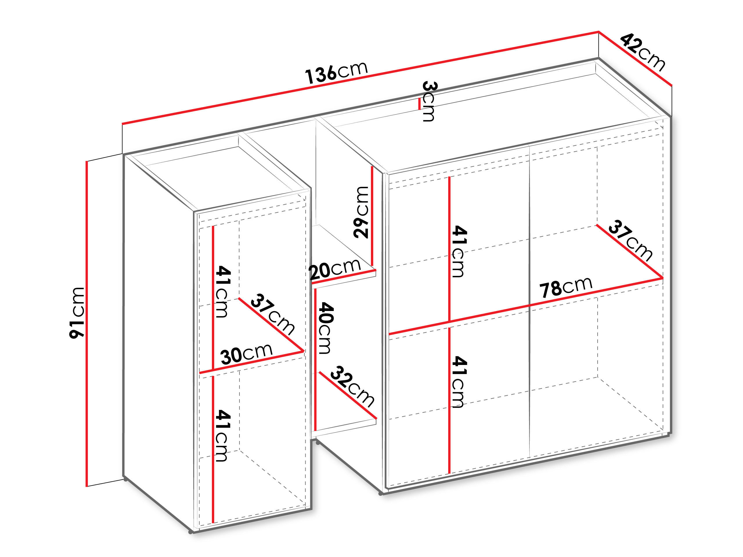 Thumbnail - Mirjan24 Kommode, Kaschmir, Trüffeleiche, Holzwerkstoff, Rechteckig, 136x91x42 cm, Wohnzimmer, Kommoden & Sideboards, Ko...