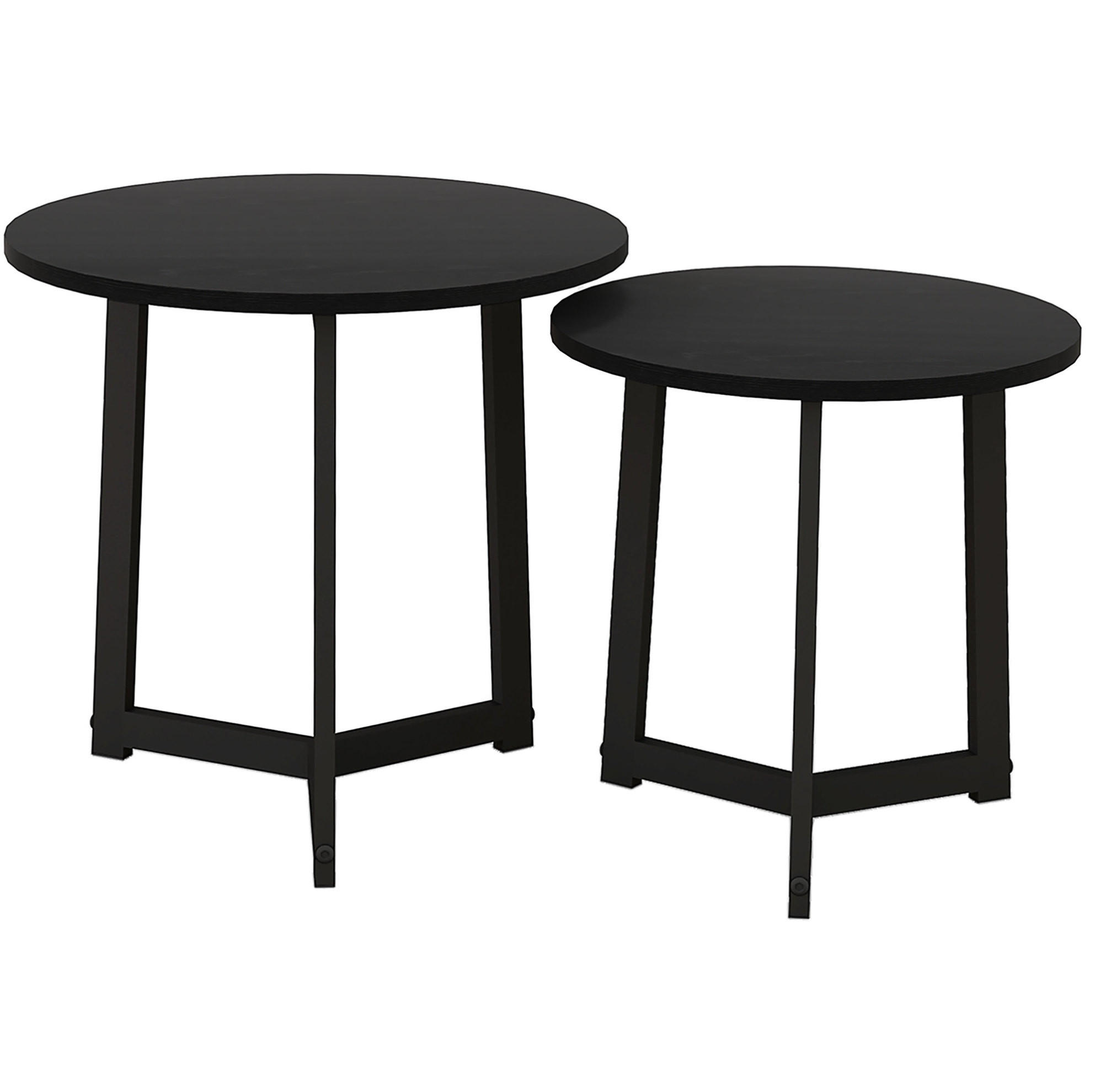 COUCHTISCH 48/40 cm Schwarz aus Stahl und MDF mit ineinander schiebbarer Funktion - Schwarz, Metall (48/48/45cm) - OKMYHOME