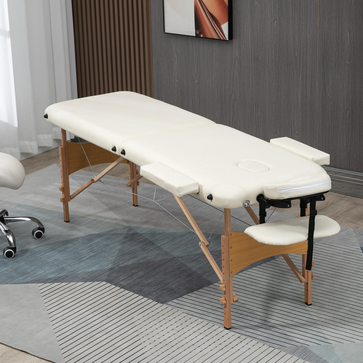 MASSAGELIEGE DE-18892 2 Zonen, höhenverstellbar Creme - Beige, Textil (81/92/210cm) - ComfortXL