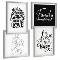 BILDER SET 4er Set - 50x50 cm & 40x60 cm Silberner Rahmen - Familie, Liebe, Wärme, Zuhause - Silberfarben, Kunststoff (50/50cm) - TULUP