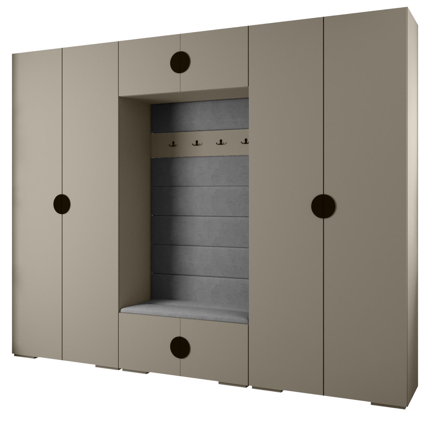 Abiks Möbel Garderoben-Set Kaschmir, Grau, Schwarz 300x236.7x47 cm