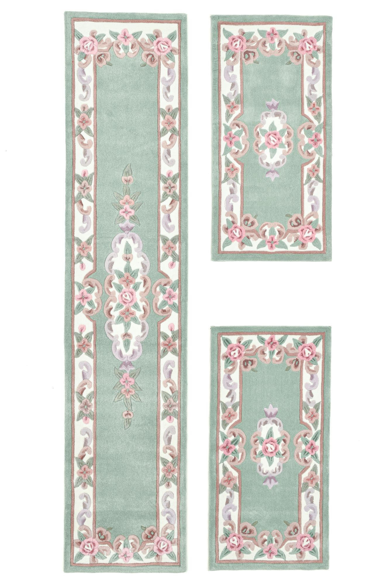 HANDTUFTTEPPICH Ming Bettumrandung 70x600 cm - Grün, Textil (70/600cm) - THEKO