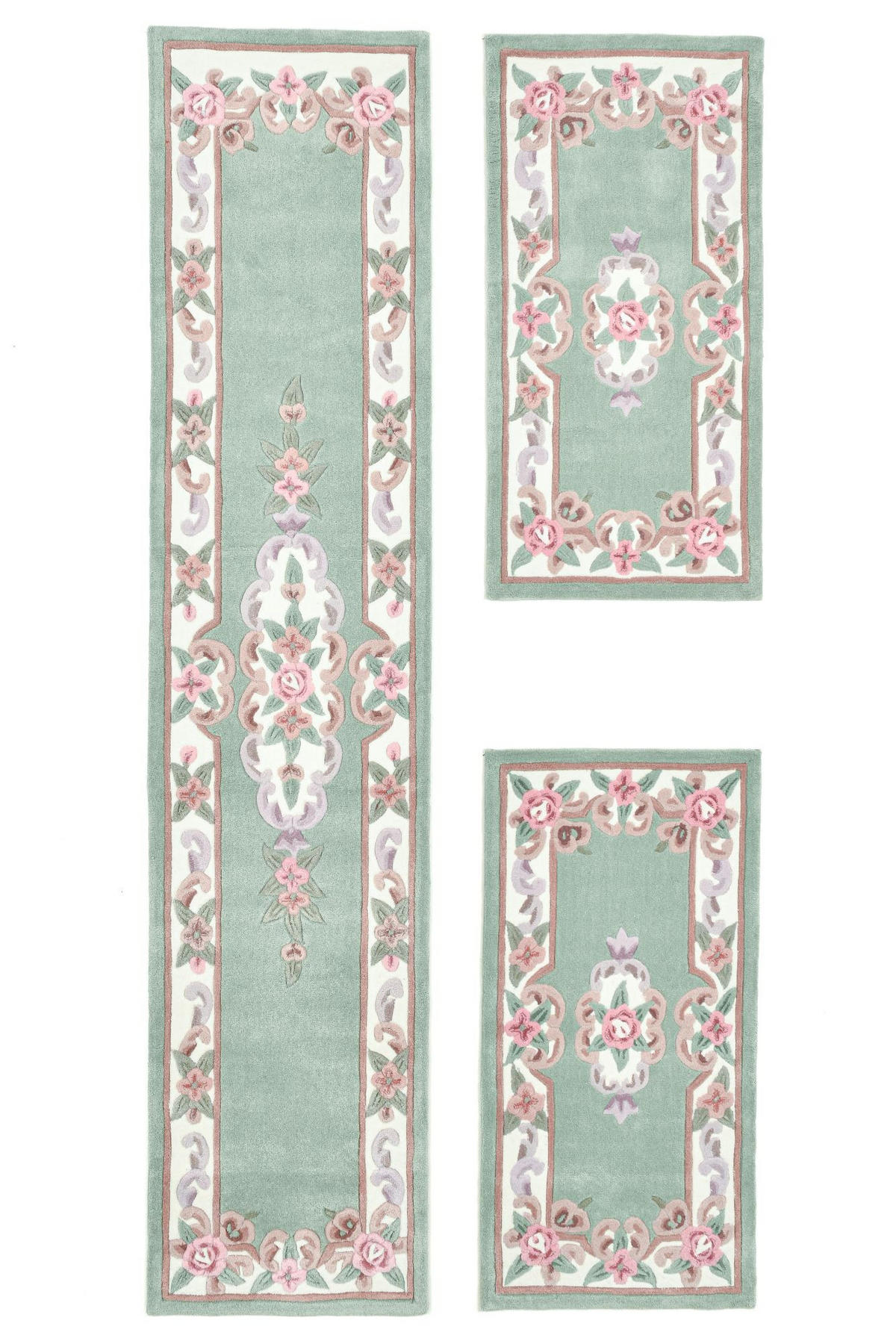 HANDTUFTTEPPICH Ming Bettumrandung 70x600 cm - Grün, Textil (70/600cm) - THEKO